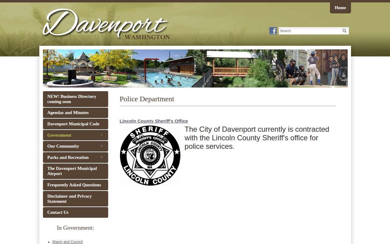 Davenport official Lincoln County Sheriff contract police-services record source