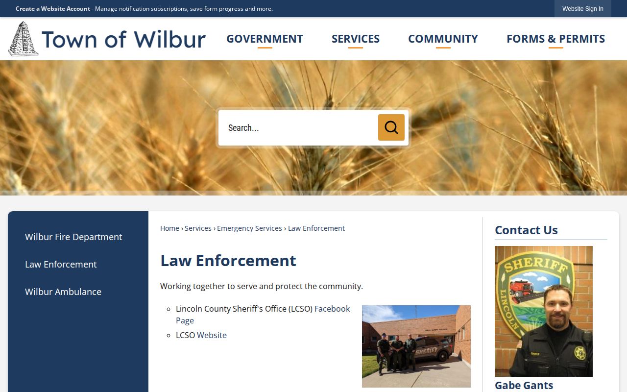 Wilbur official Lincoln County Sheriff law-enforcement service record source
